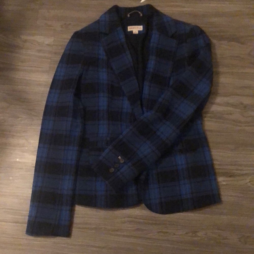 Cute blue plaid blazer.